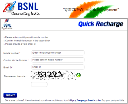 bsnl quick recharge online portal