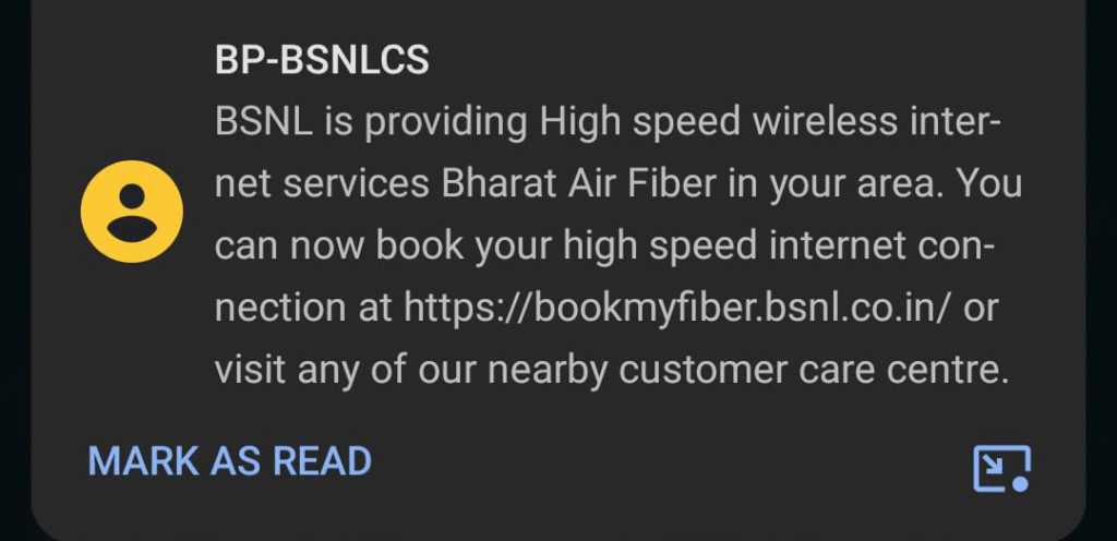 bsnl-air-fiber-sms