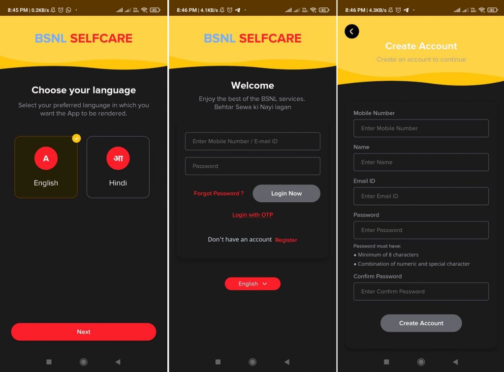 bsnl-selfcare-app-login-registration