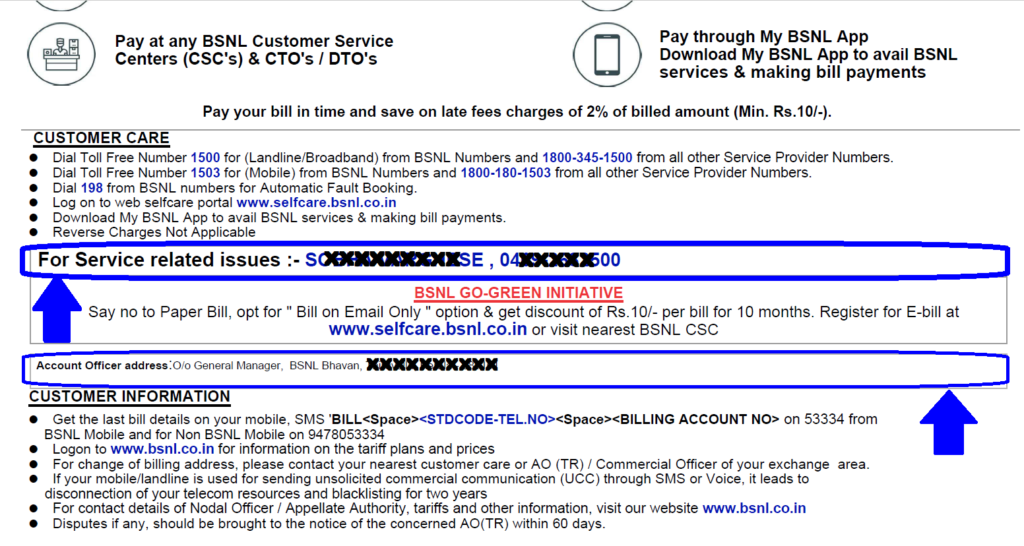 bsnl telephone bill