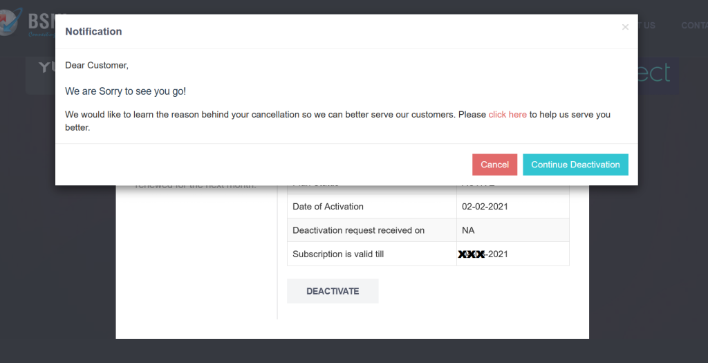 bsnl cinemaplus deactivation mange service confirm