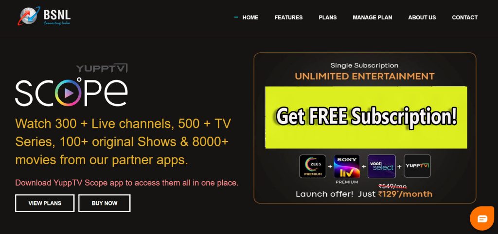 bsnl free yupp tv offer